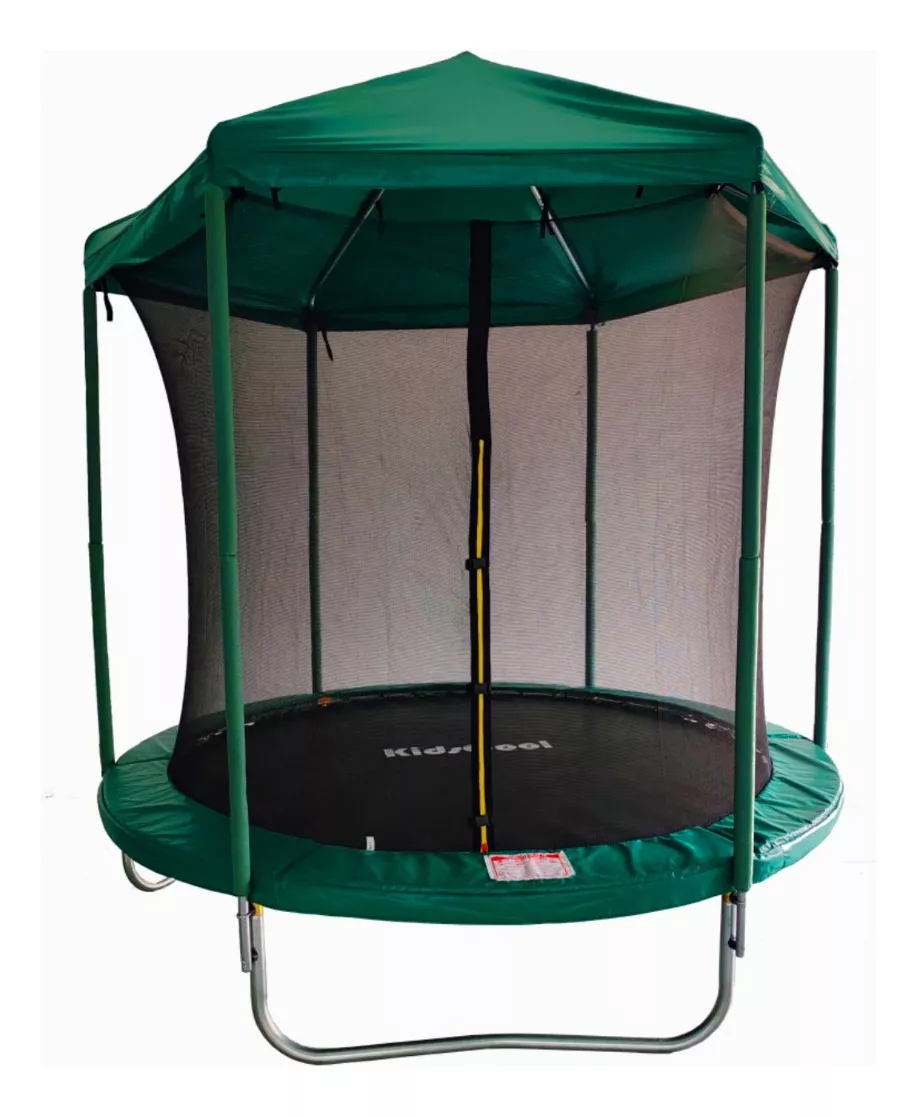 CAMA ELÁSTICA KIDSCOOL HI8FT-3W6P CON TECHO 8 PIES VERDE - 1
