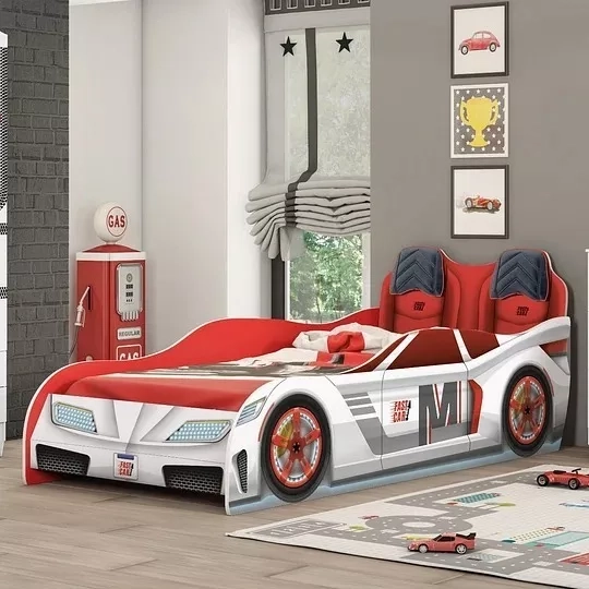 CAMA INFANTIL FAST CAR BLANCO/ROJO - KIDSCOOL - 29331181 - 2