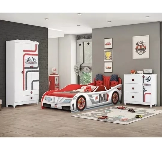 CAMA INFANTIL FAST CAR BLANCO/ROJO - KIDSCOOL - 29331181 - 3
