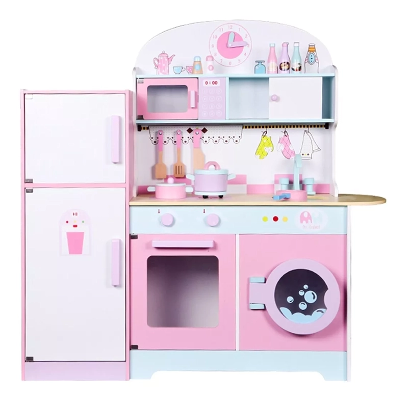 COCINA VINTAGE CON REFRIGERADOR ROSA - KIDSCOOL - 377423 - 1