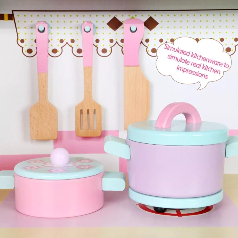 COCINA VINTAGE CON REFRIGERADOR ROSA - KIDSCOOL - 377423 - 3