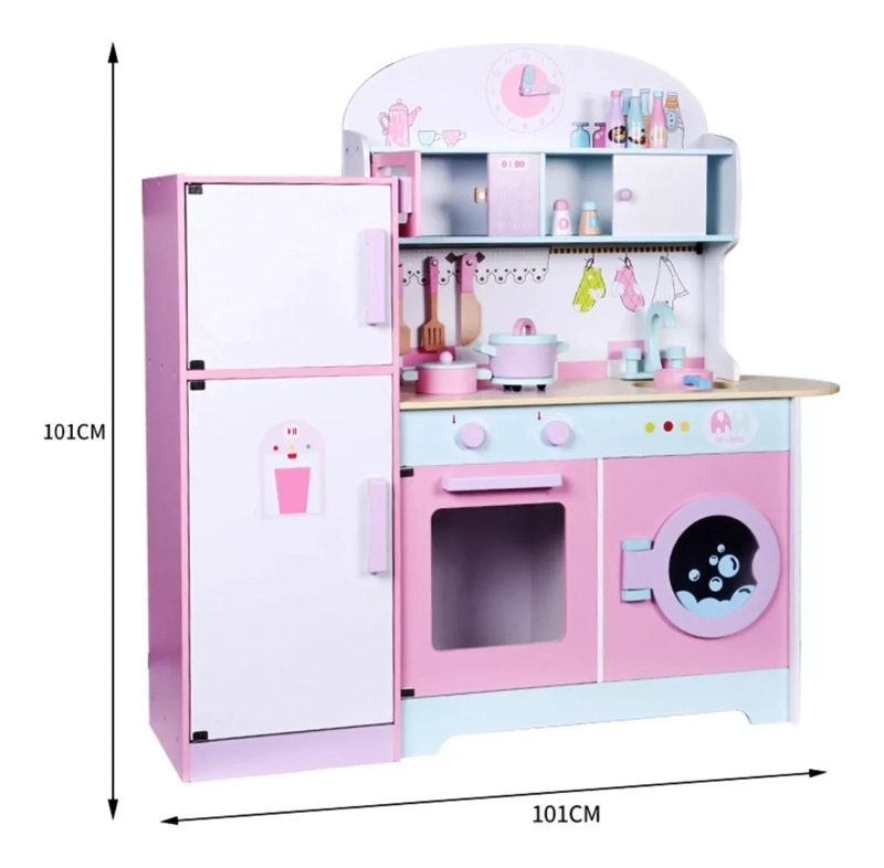 COCINA VINTAGE CON REFRIGERADOR ROSA - KIDSCOOL - 377423 - 4