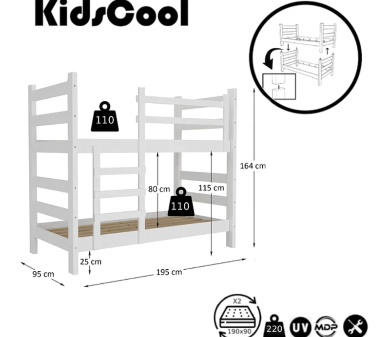 CAMAROTE KIDSCOOL ESSENCIALE CR ESCALERA CR4137.0001 BLANCO - 8