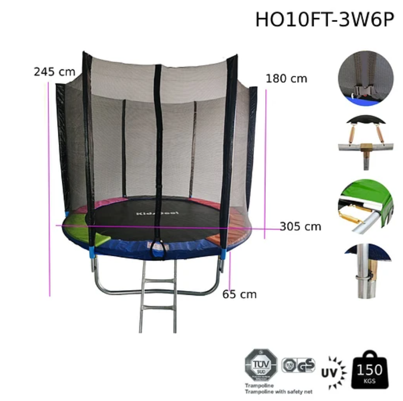 CAMA ELÁSTICA 10 PIES RAINBOW CON ESCALERA - KIDSCOOL - HO10FT-3W6P - 6
