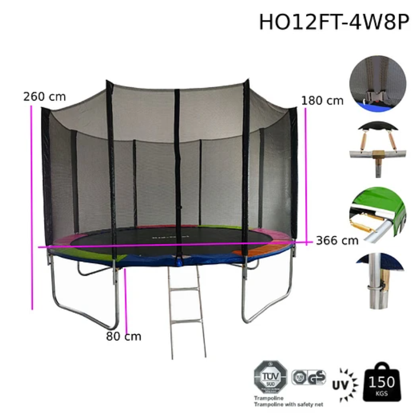 CAMA ELÁSTICA KIDSCOOL HO12FT-4W8P 12 PIES RAINBOW - 6