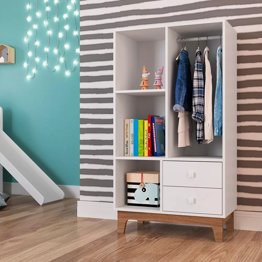 ROPERO KIDSCOOL 2 CAJONES BLANCO ORGANIZADOR + RETRO HARMONY BY600 - 2