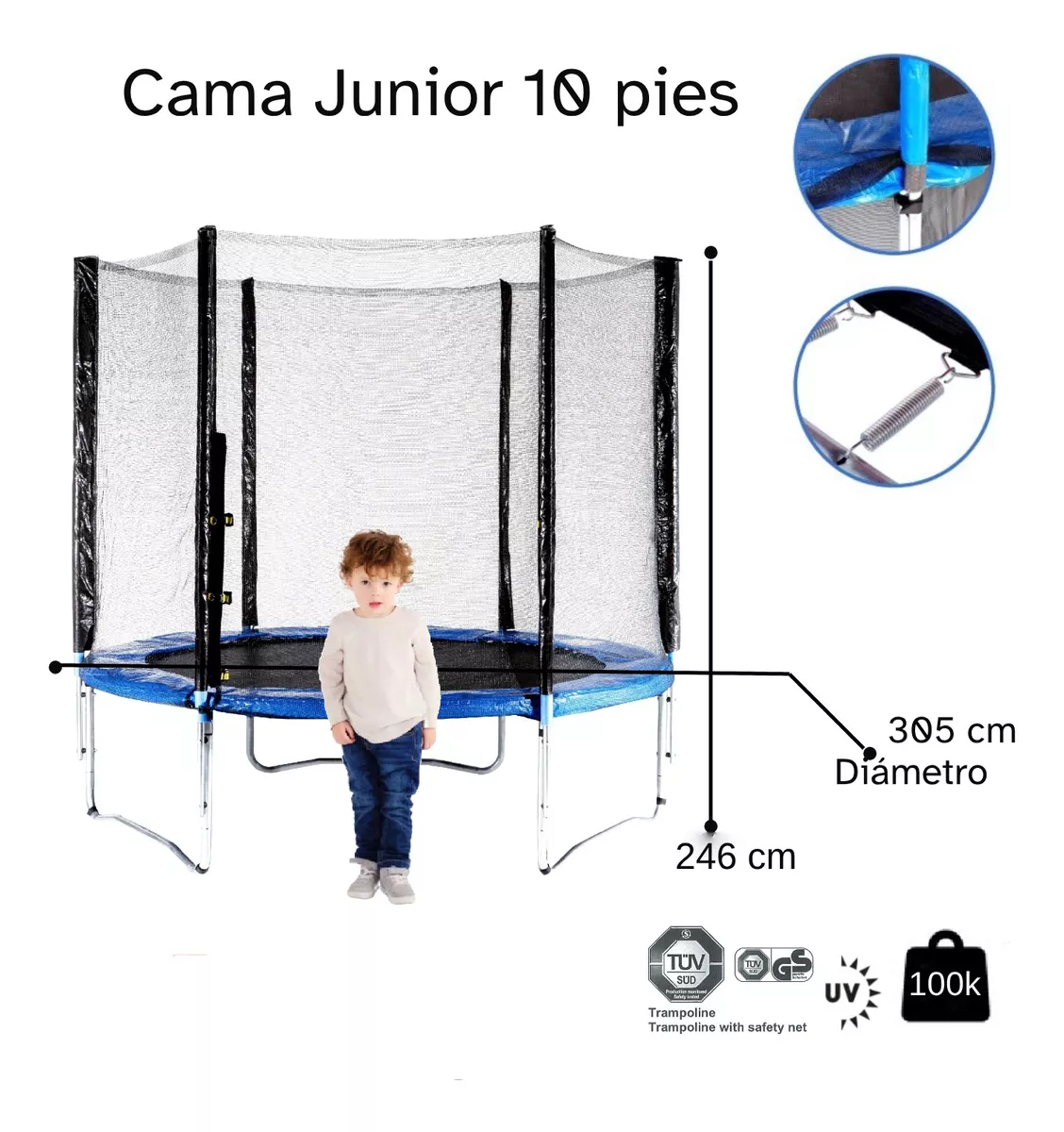 CAMA ELÁSTICA KIDSCOOL BD-MO-10-4 10 PIES JUNIOR - 2