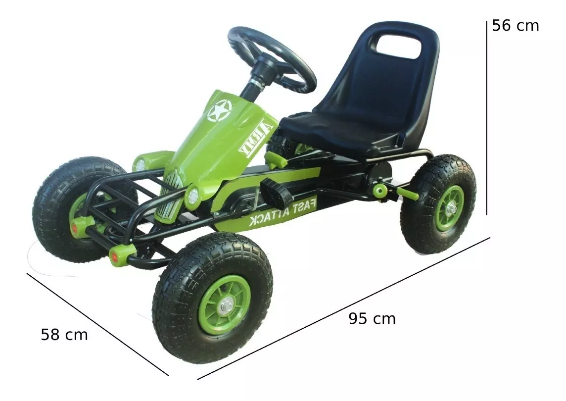 GO KART RACING ARMY XL VERDE - KIDSCOOL - 2036B - 2