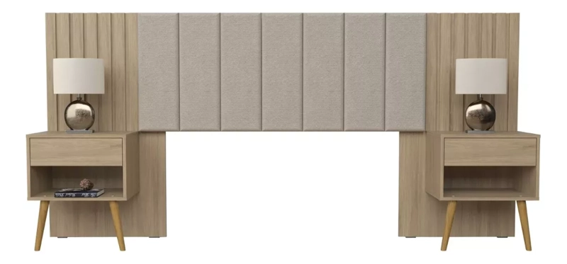 SET RESPALDO BE DESIGN CAMA ZARA HANOVER 6565 2 PLAZAS BEIGE - 1