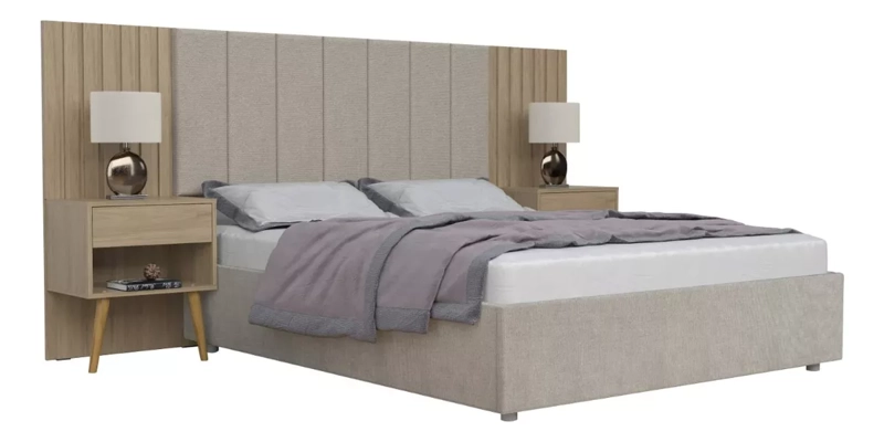 SET RESPALDO BE DESIGN CAMA ZARA HANOVER 6565 2 PLAZAS BEIGE - 2