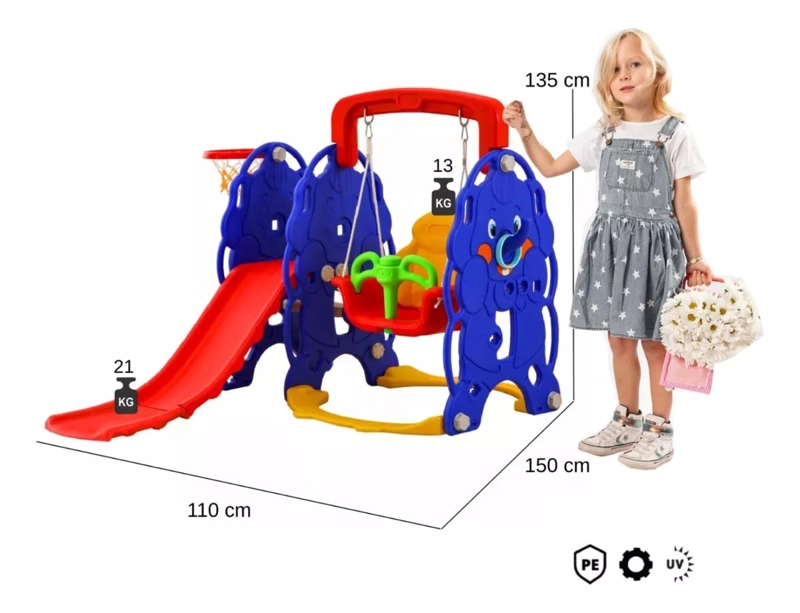 RESBALIN KIDSCOOL ELEFANTE 4 EN 1 ARO Y COLUMPIO AZUL - YG-2023-11 - 3