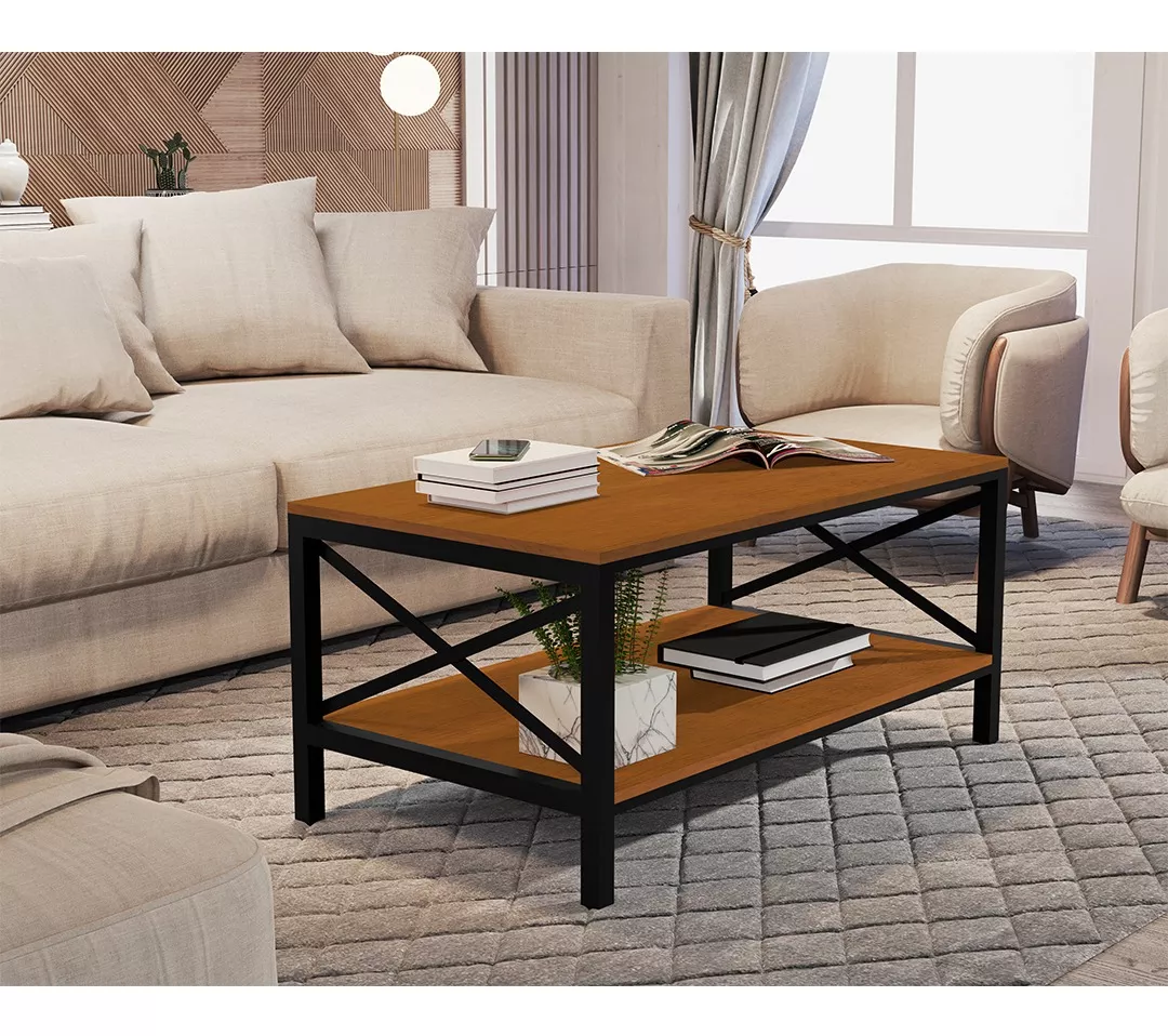 MESA DE CENTRO BE DESIGN INDUSTRIAL JB8088 CA CARAMELO - 2