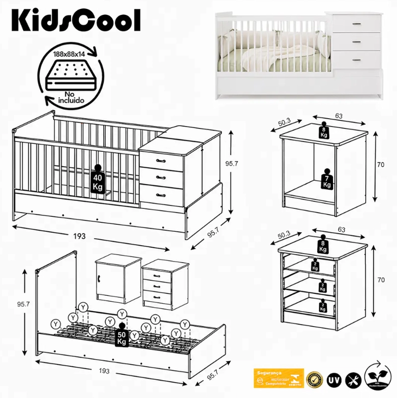 CUNA BEBE MULTIETAPAS KIPPI BLANCA - 7