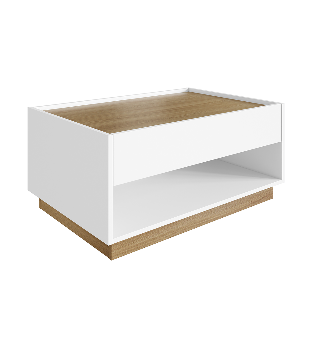 MESA DE CENTRO BE DESIGN MIEL BARI CON CAJÓN BLANCO - 1