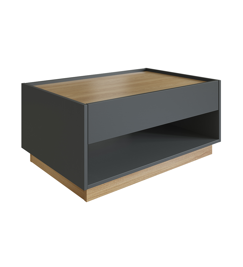 MESA DE CENTRO BE DESIGN GRAFITO MIEL BARI CON CAJÓN - 1