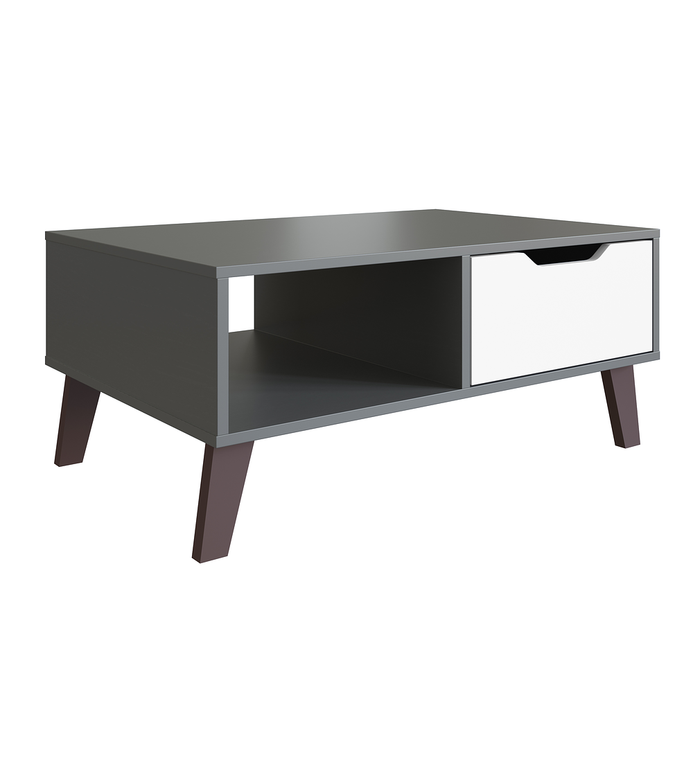 MESA DE CENTRO BE DESIGN RIMINI GRAFITO BLANCO CON CAJÓN - 1
