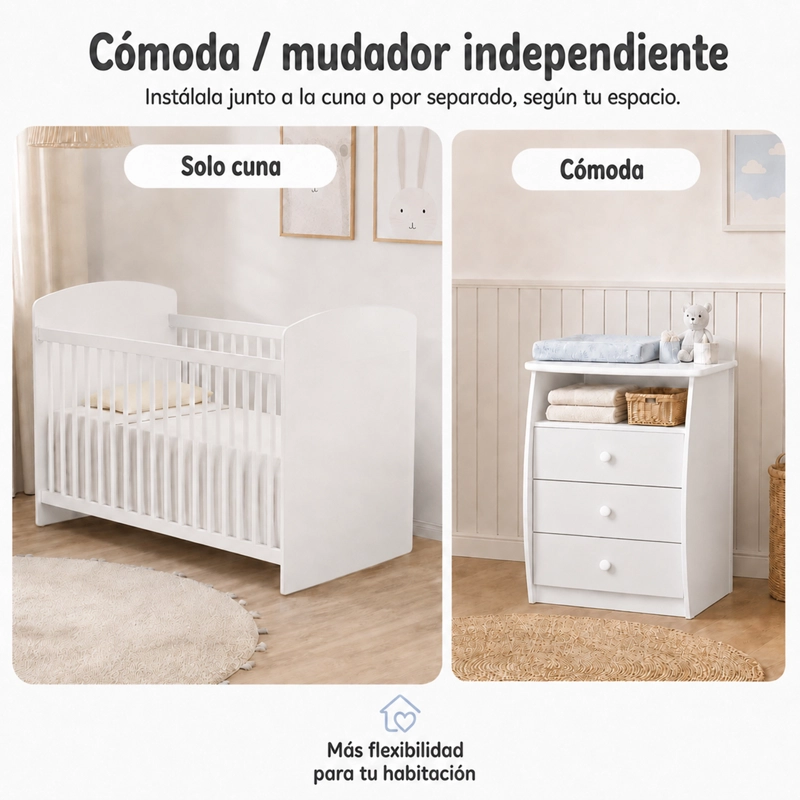 CUNA KIDSCOOL BAMBINI BLANCA CON MUDADOR - 2