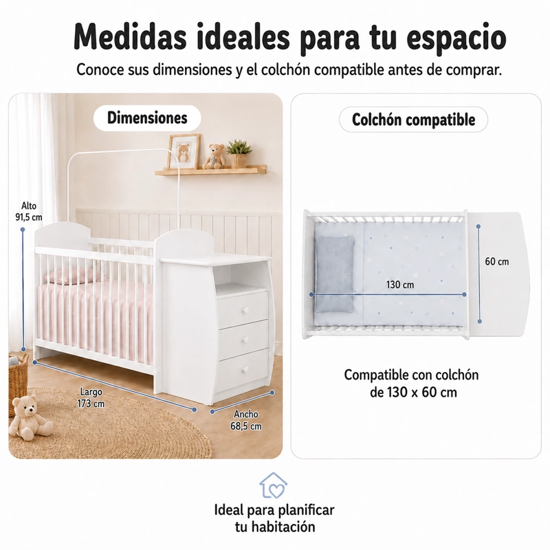 CUNA KIDSCOOL BAMBINI BLANCA CON MUDADOR - 4