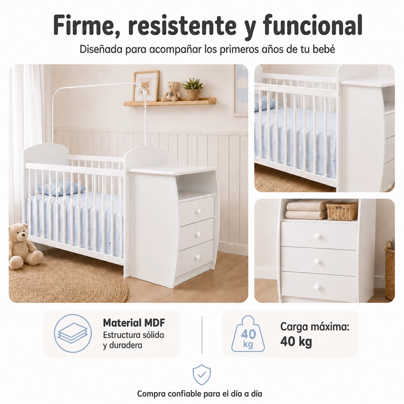 CUNA KIDSCOOL BAMBINI BLANCA CON MUDADOR - 5