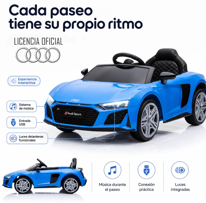 AUTO KIDSCOOL AZUL AUDI R8 SPYDER BATERIA - 4