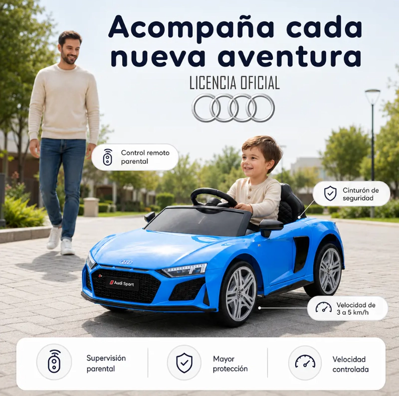 AUTO KIDSCOOL AZUL AUDI R8 SPYDER BATERIA - 5