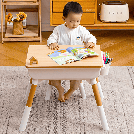MESA CON SILLA SCHOOL BLANCA CARAMELO - 2