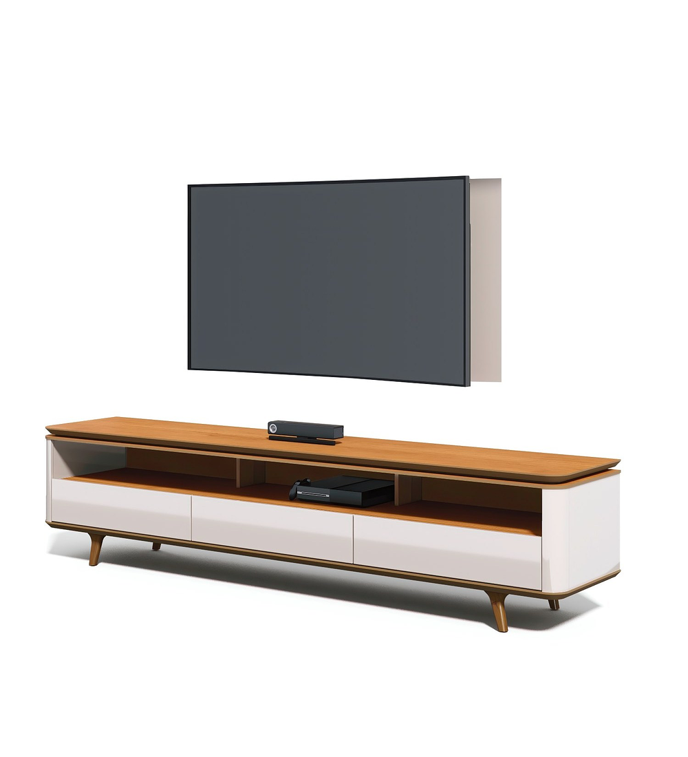 RACK TV BE DESIGN STAND MDP BLANCO ARC 14233 1.8 CARAMELO - 1