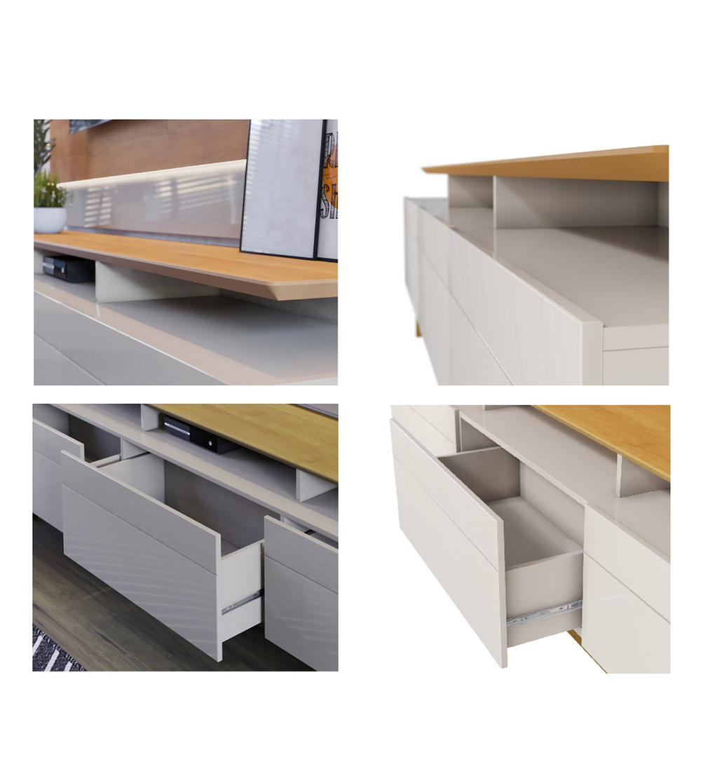 RACK TV STAND CLASSIC PLUS 11333 1.8 CAJONES BLANCO/CARAMELO - 3