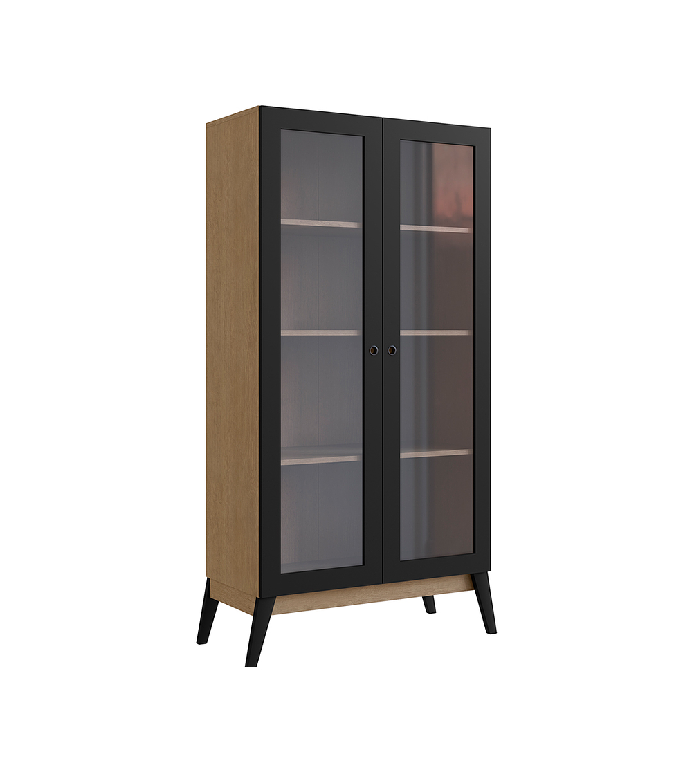 VITRINA BE DESIGN AMBER MDP 2 PUERTAS NEGRO JAMAICA CAFÉ - 2