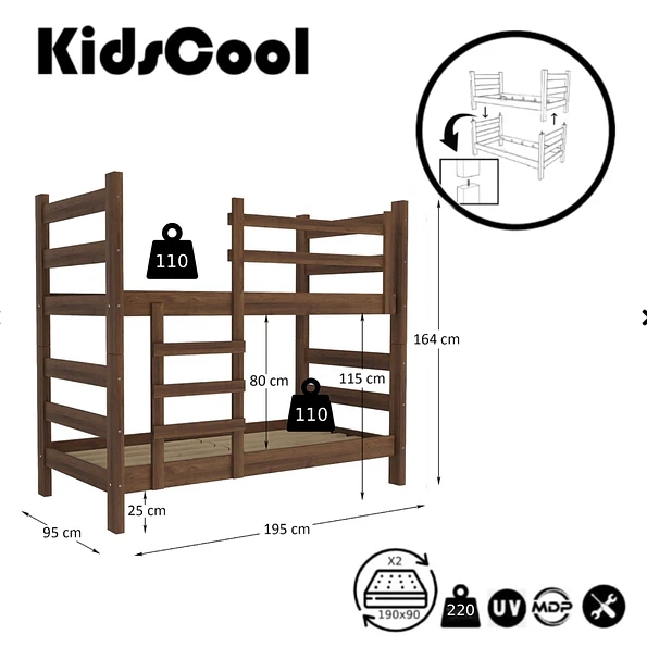 CAMAROTE KIDSCOOL ESSENCIALE CR C/ESCALERA MDF CAFE - 7