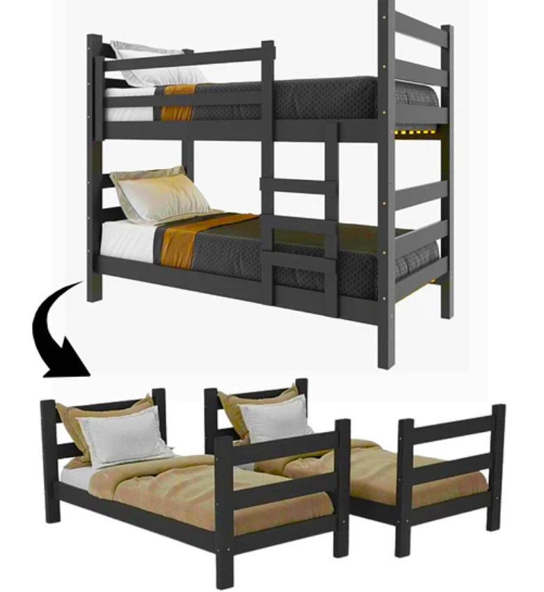CAMAROTE KIDSCOOL ESSENCIALE CR C/ESCALERA MDF NEGRO - 2