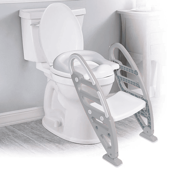 ASIENTO ENTRENADOR INODORO KIDSCOOL GRIS CON ESCALERA - 4
