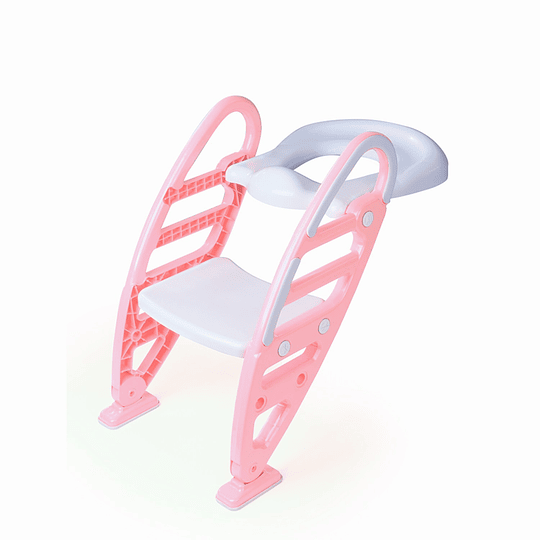ASIENTO ENTRENADOR INODORO KIDSCOOL ROSADO CON ESCALERA - 1