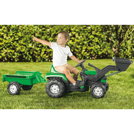 TRACTOR KIDSCOOL PEDALES MAXI RANCH C/CARRO VERDE - 3