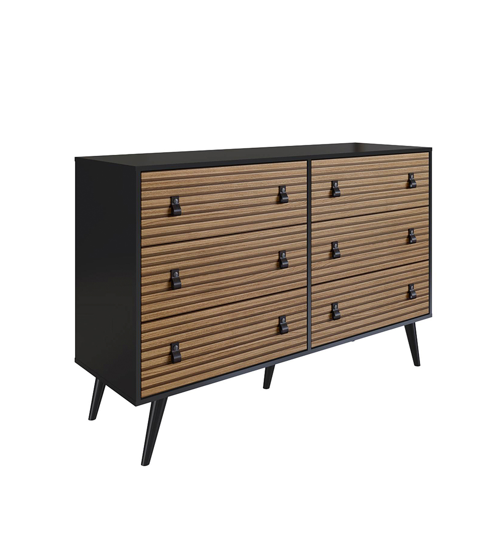 CÓMODA BE DESIGN AMBER MDP 6 CAJONES NEGRO MATE BRISE - 1