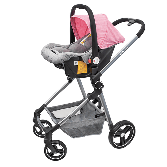 COCHE CUNA KIDSCOOL CITY TRAVEL ROSADO - 3