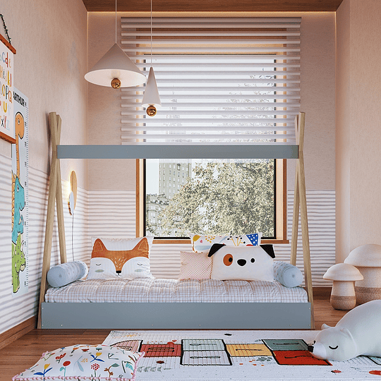 CAMA KIDSCOOL MONTESSORI INFANTIL MDF AZUL CIELO - 3