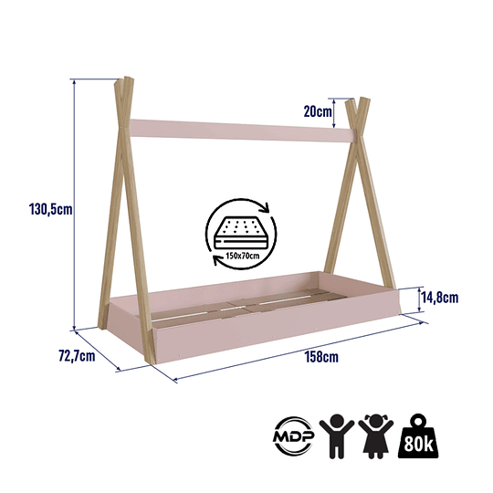 CAMA KIDSCOOL MONTESSORI INFANTIL MDF ROSADO - 2