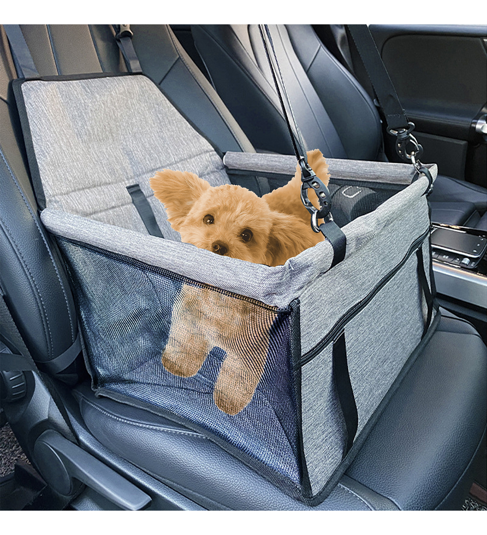 SILLA DE AUTO GRIS PARA MASCOTA - 2