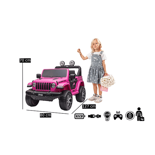 AUTO BATERIA JEEP RUBICOM ROSADO - KIDSCOOL- 8130035-2R-RS - 2