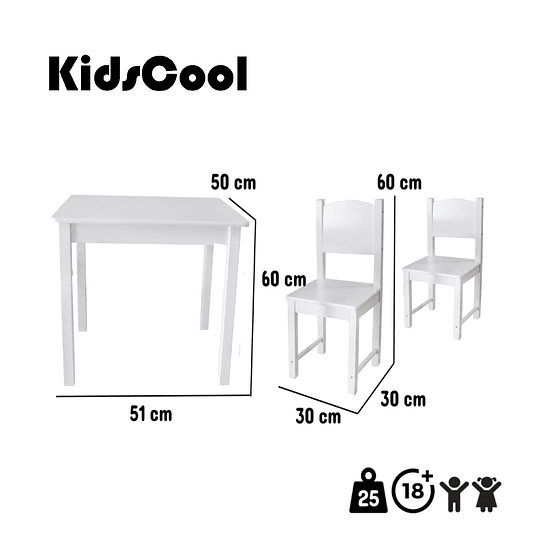 MESA KIDSCOOL BLANCO INFANTIL + 2 SILLAS - 3