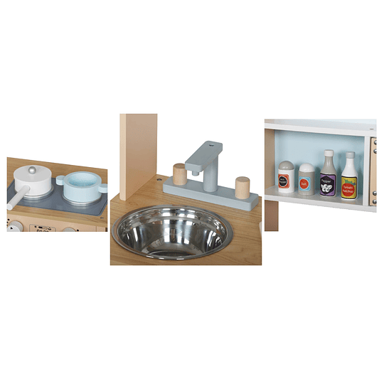 COCINA MONTESSORI KIDSCOOL CELESTE+ACCESORIOS - 3