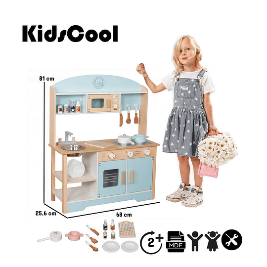 COCINA MONTESSORI KIDSCOOL CELESTE+ACCESORIOS - 5