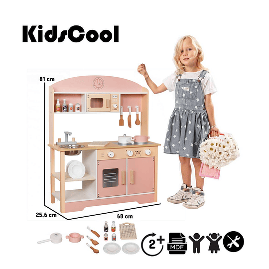 COCINA MONTESSORI KIDSCOOL ROSA +ACCESORIOS - 5