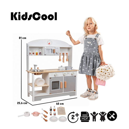 COCINA MONTESSORI KIDSCOOL BLANCA +ACCESORIOS - 4