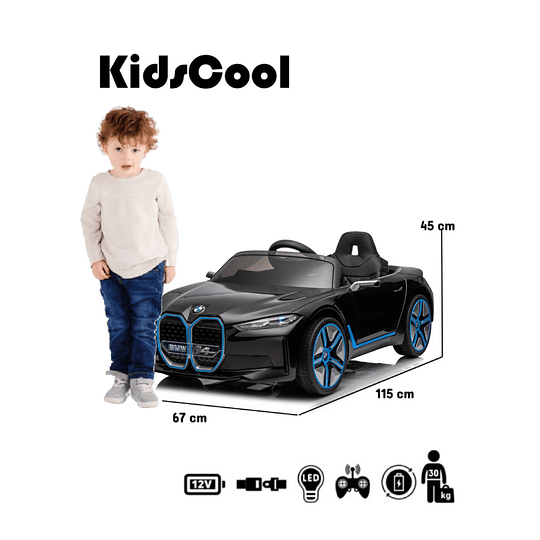 AUTO KIDSCOOL BMW I4 A BATERIA 12V NEGRO - 6