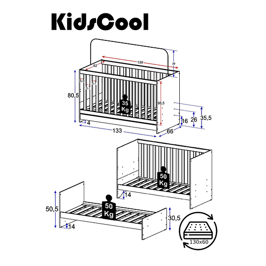 CUNA KIDSCOOL NEW CELESTE 3 FUNCIONES - 5
