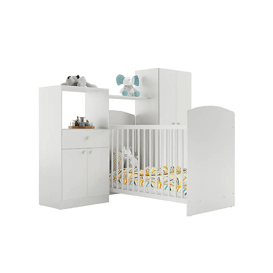 CUNA KIDSCOOL TOY BABY BLANCO + COMODA + CLOSET TOP BABY - 1