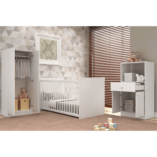 CUNA KIDSCOOL TOY BABY BLANCO + COMODA + CLOSET TOP BABY - 2