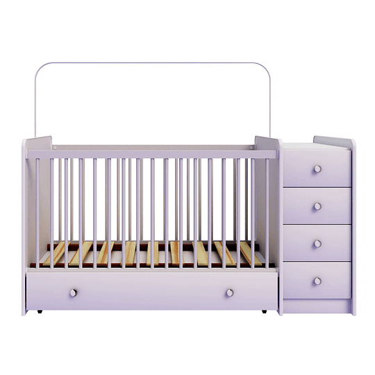 CUNA CON COMODA Y CAJONERA BLANCO BRILLO - 3